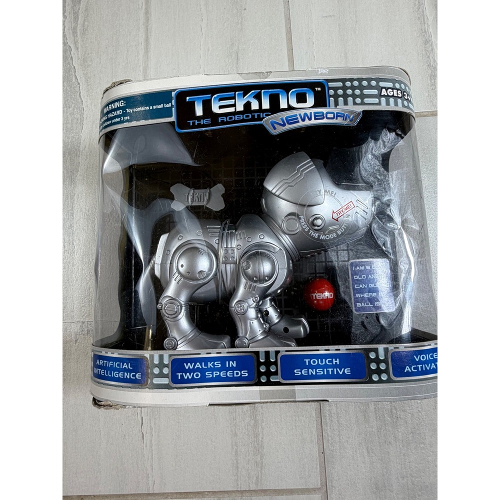 Tekno The Robotic Newborn Silver Interactive AI Puppy Dog Manley Toy Quest 14613